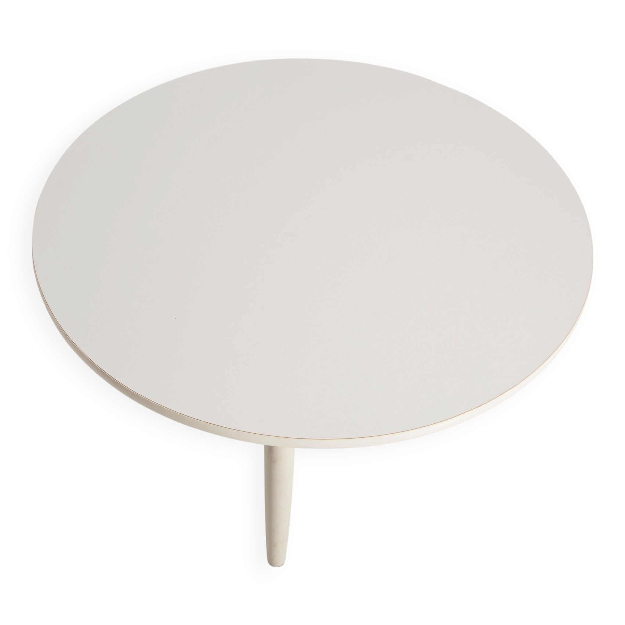 Tabouret et table vintage blanche, Danemark, 1960