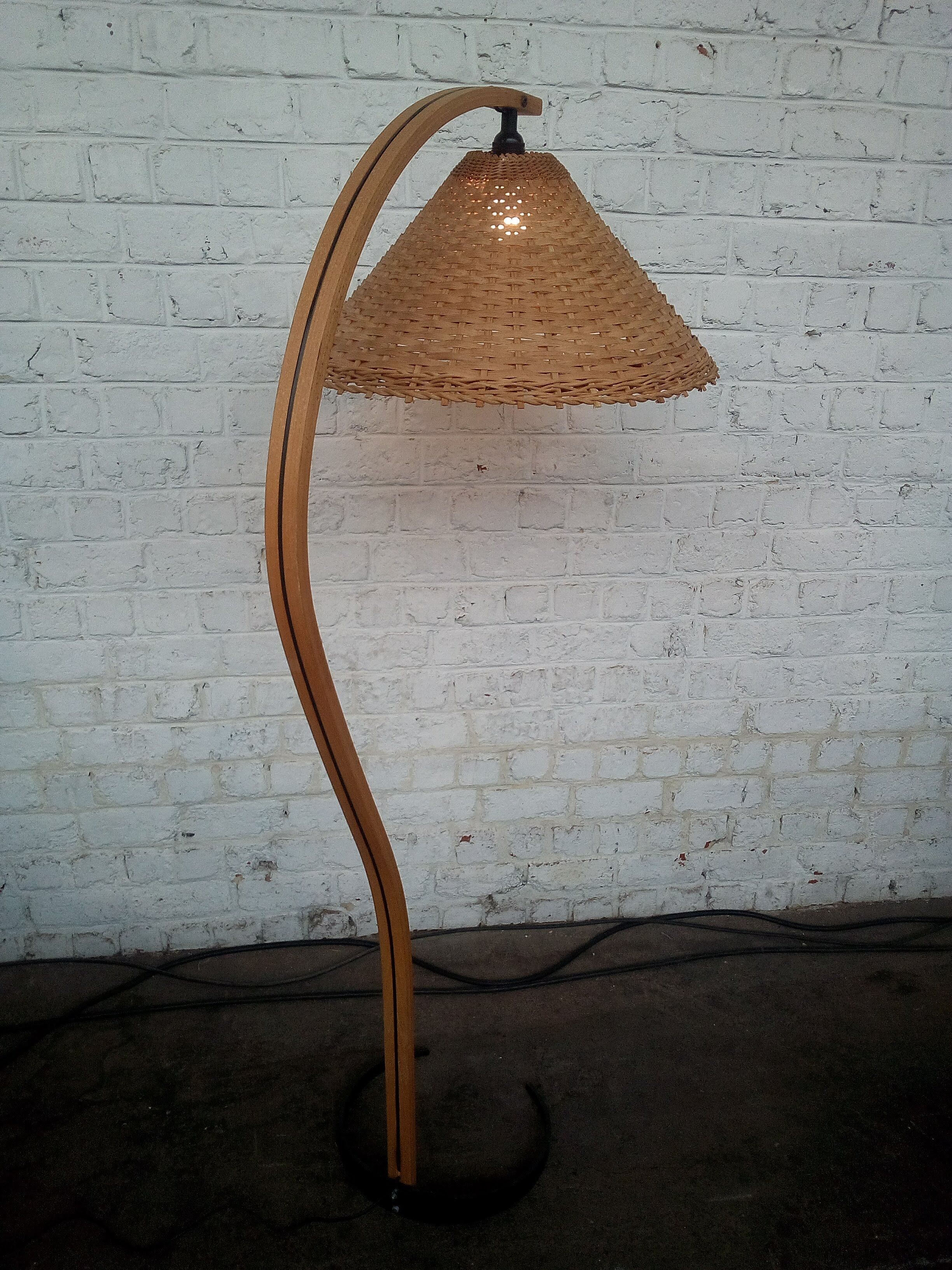 Vintage beech floor lamp by mads cipriani