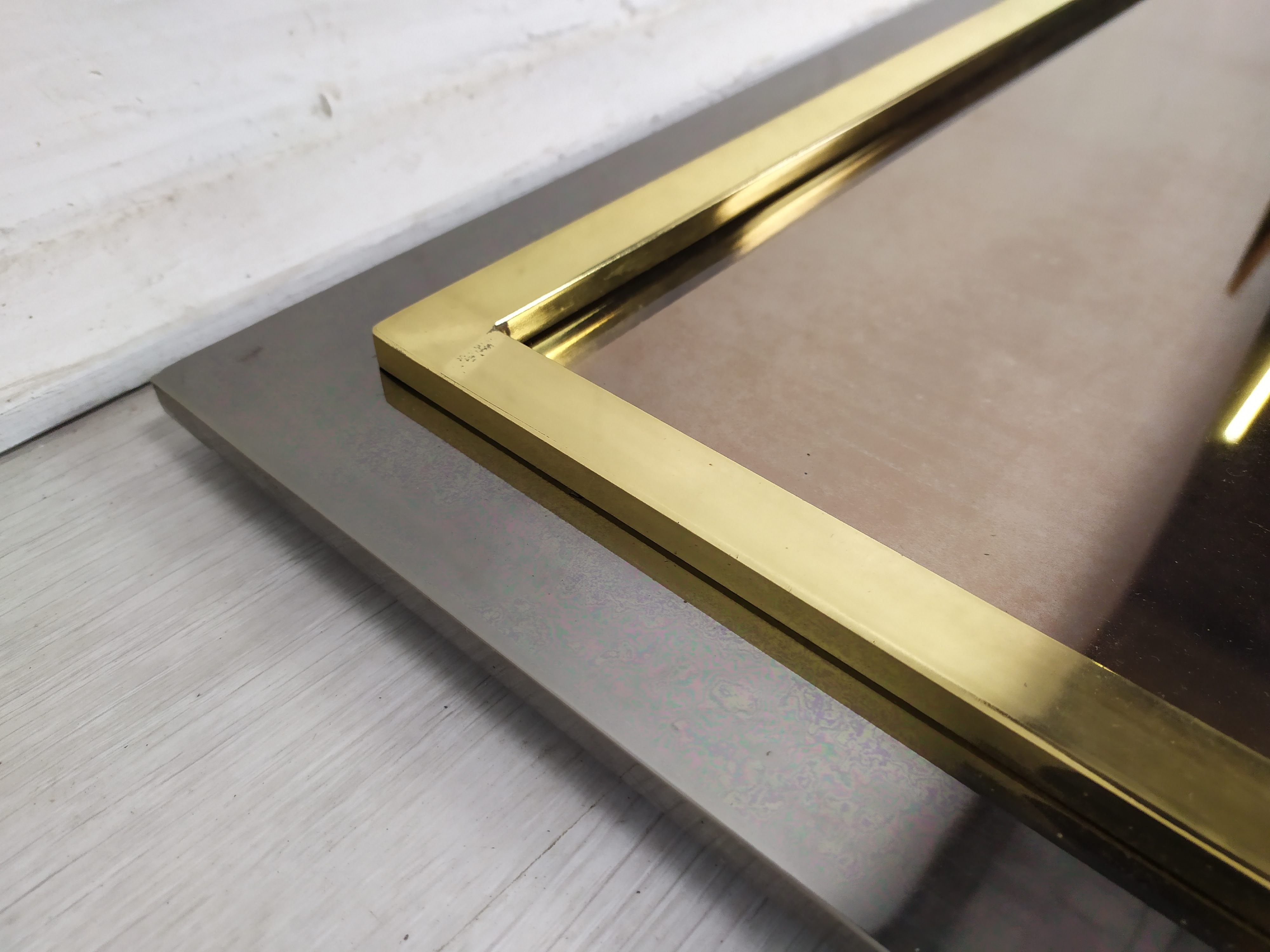 Mirror square brass design