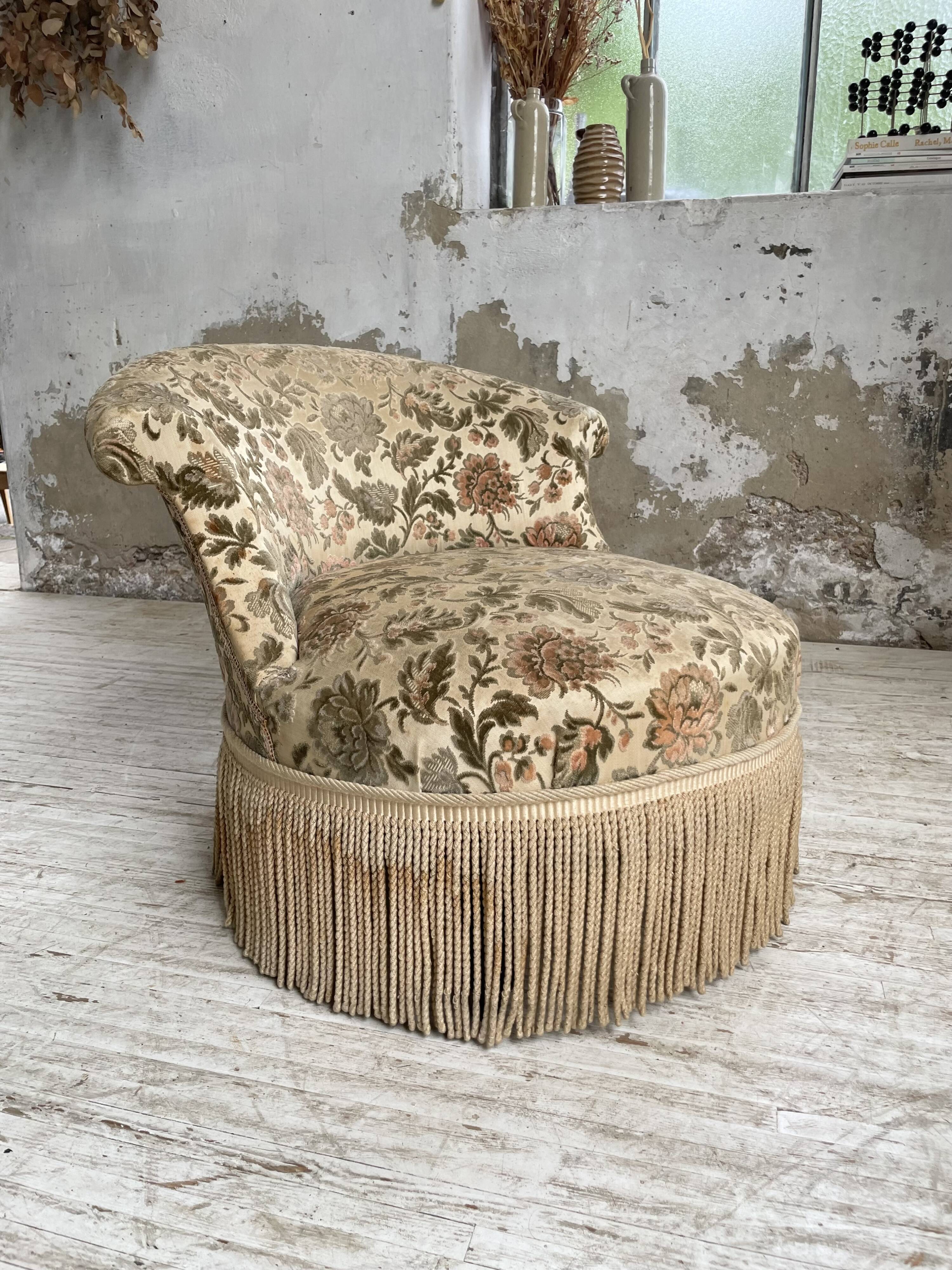 Fauteuil napoléon fleuri XIXème