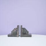 vintage Art Deco set of pink grey marble book stands