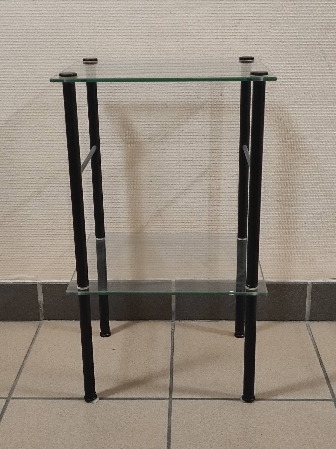 50s metal and glass side table