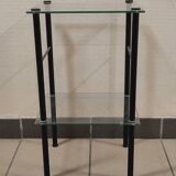 50s metal and glass side table