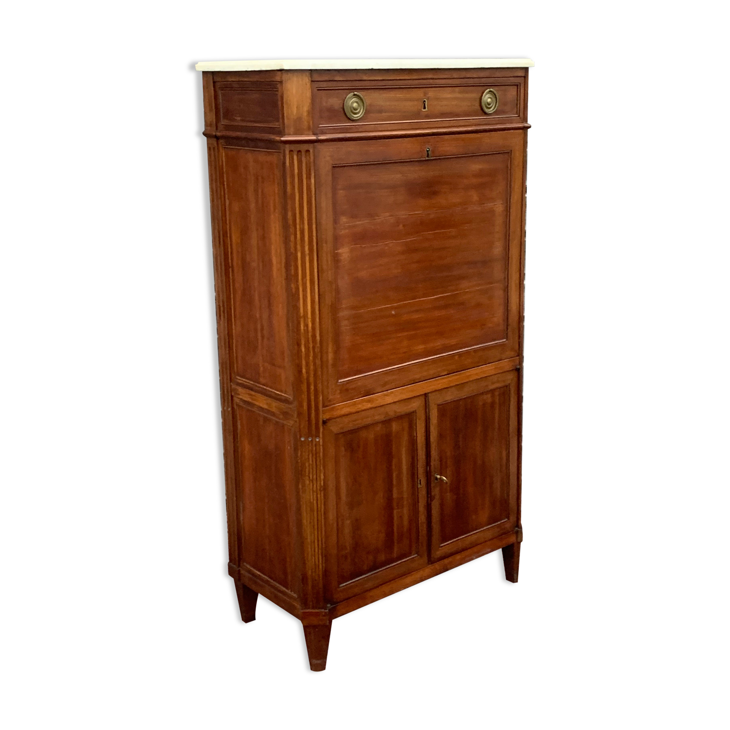 Mahogany secretary stamped l.aubry of louis xvi period