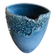 Ancient Vase JACKY COVILLE Glazed Stoneware Blue Vintage #D987