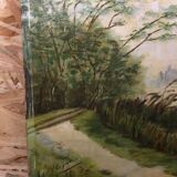 Old painting oil on canvas C. Guyon Campaign XIXth Vintage