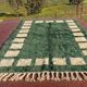 Moroccan Berber rug in green and ecru 300x200 cm – square geometric pattern