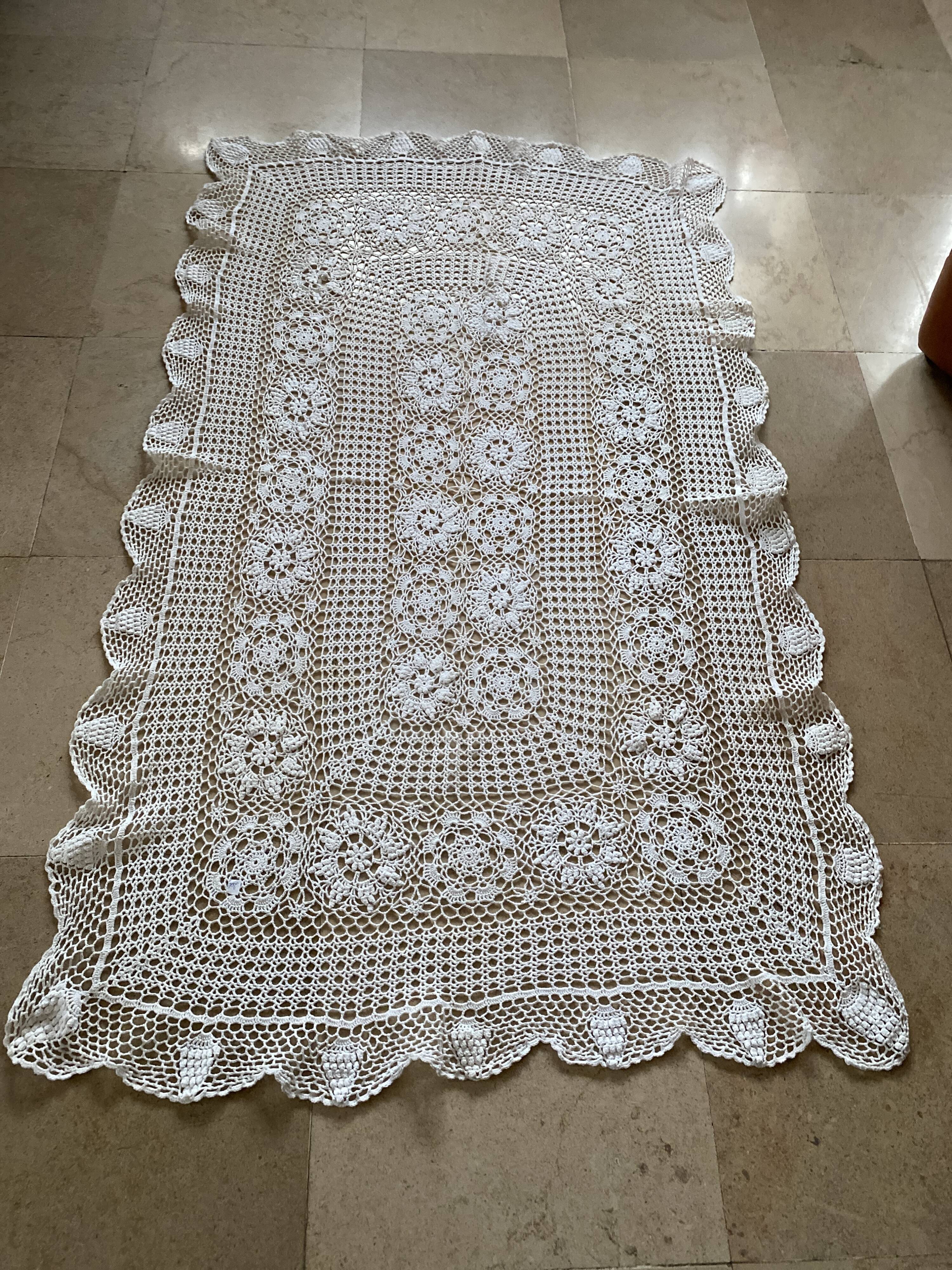 White crochet tablecloth