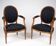 Pair of Louis XVI style cabriolet armchairs in natural wood.