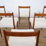 Ensemble de 6 chaises en teck avec nouveau tissu bouclé