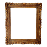 Old frame Montparnasse style carved wood 58,5x53,5 foliage 46x38 cm SB