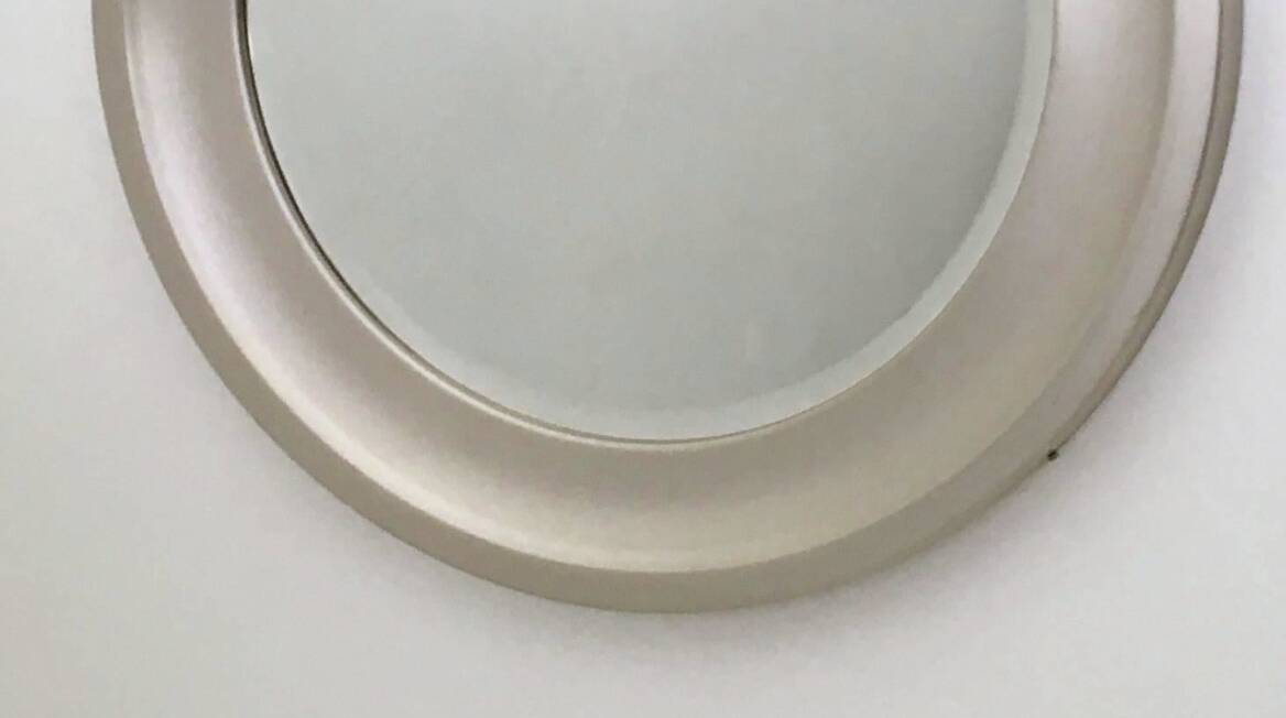 Round Silver Steel Wall Mirror Attributed to Sergio Mazza, Italy