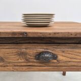 Antique farm table, fully restored, with 3 drawers