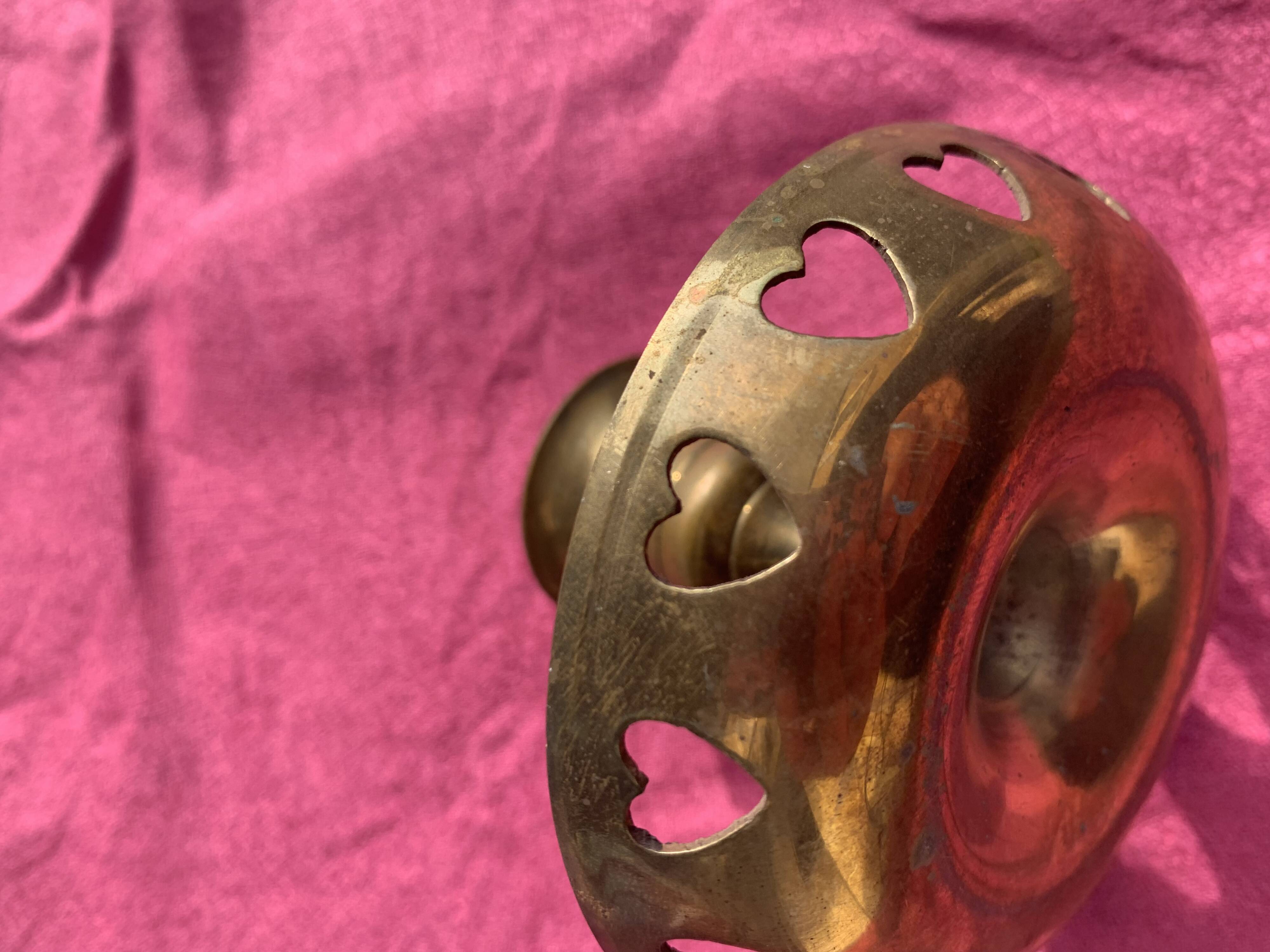 Vintage brass heart candle holder