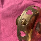 Vintage brass heart candle holder