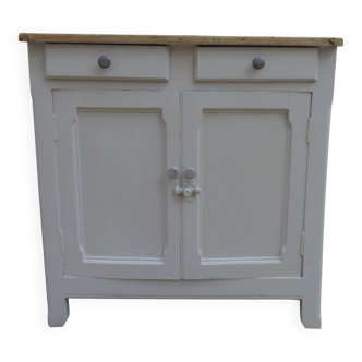 Vintage Parisian buffet re-enchanted in pearl grey, wooden top.