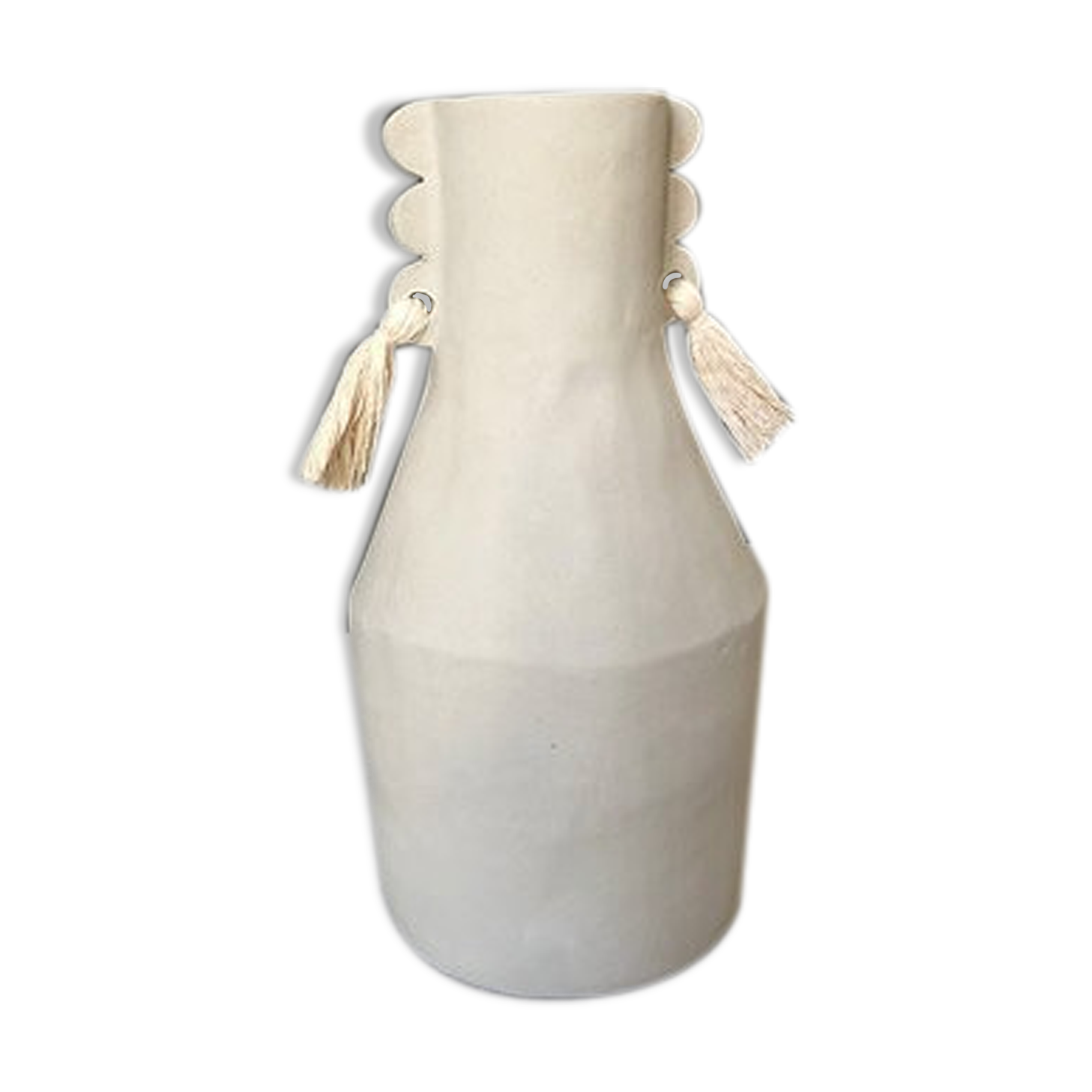 White pompom totem vase - Cassandre Bouilly