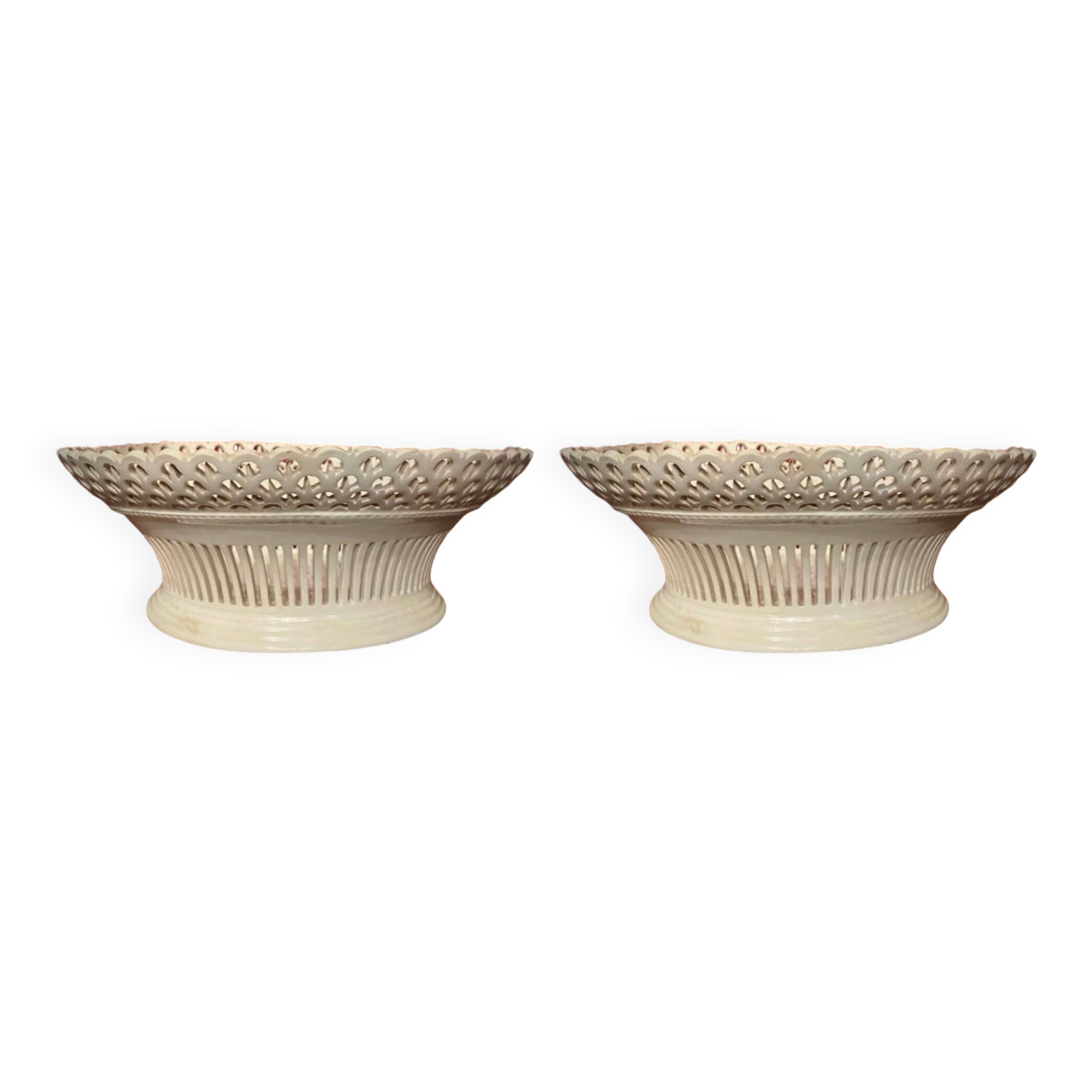 19th Century Italian Pierced Porcelain Compotes from Giustiniani Manufacture, Set of 2