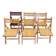 Set of 6 vintage folding chairs in solid wood, bistro/Scandinavian style.
