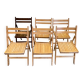 Lot de 6 chaises pliables vintage en bois massif style bistrot / scandinave