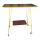 Vintage 1960s rolling dessert trolley in gold metal and formica.
