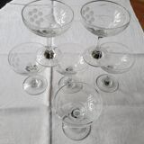 6 engraved champagne glasses