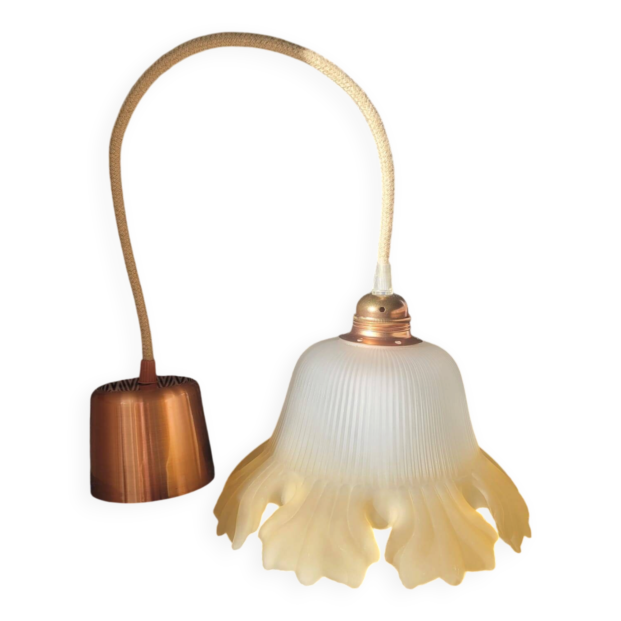 Frosted pink glass pendant