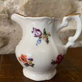 Small milk jug or creamer decoration flowers and golden edge