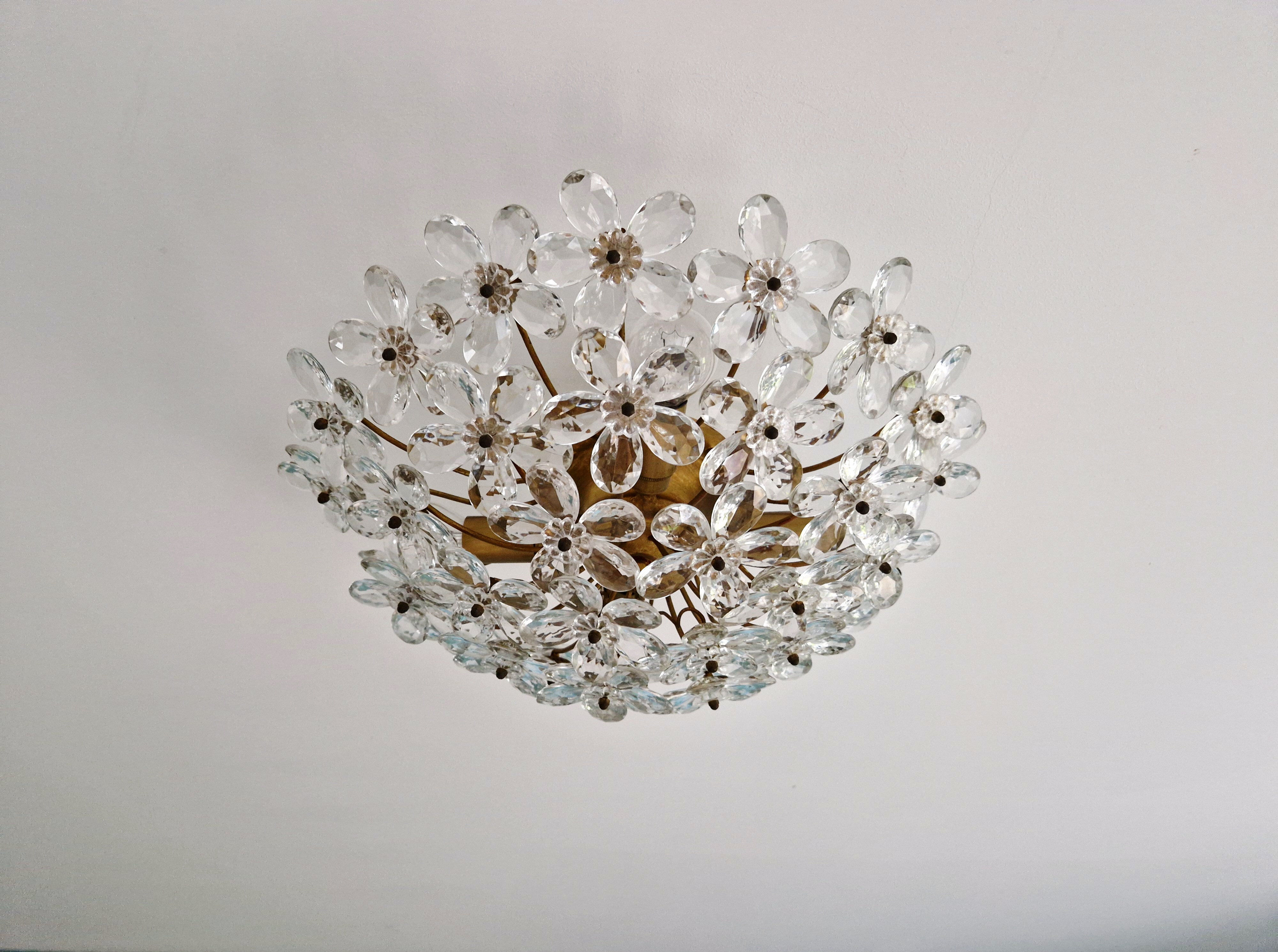 Italian ceiling light in Murano glass, 1970.