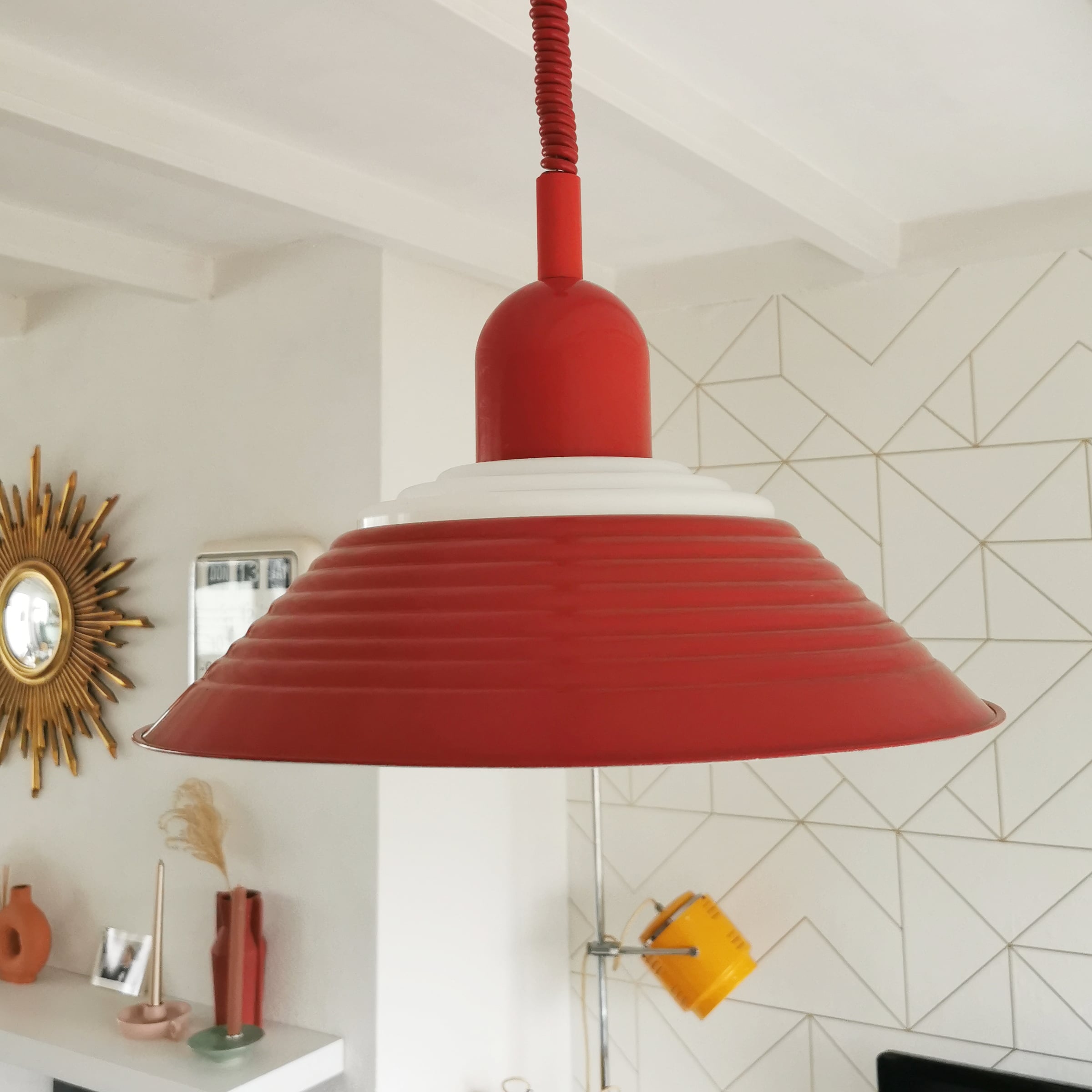 Vintage metal pendant light Hala, '80s