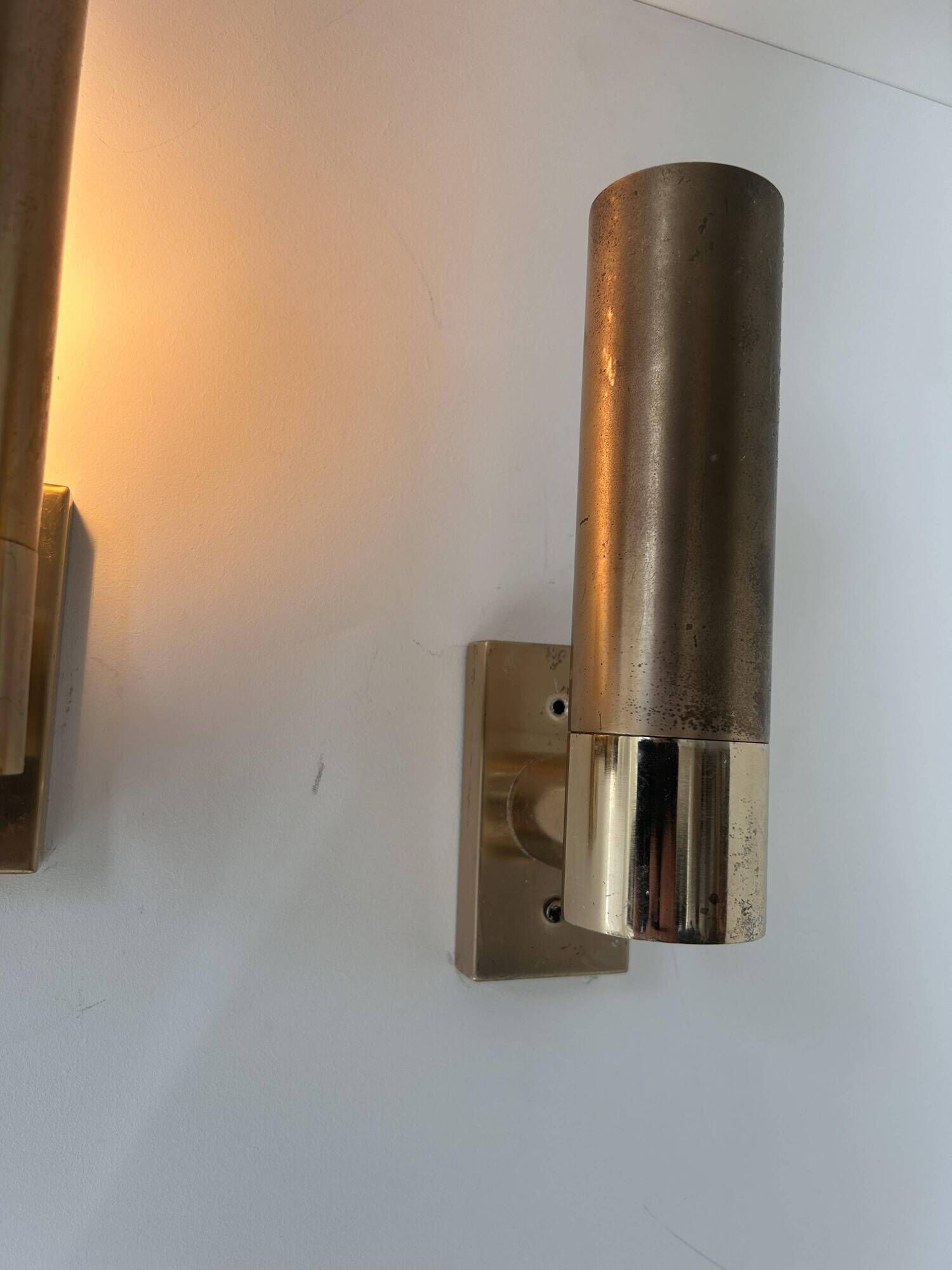 Pair of vintage adjustable wall lights, brass, France 1960