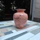 Vintage ceramic vase - powder pink / peach with pearlescent and marbled effect /