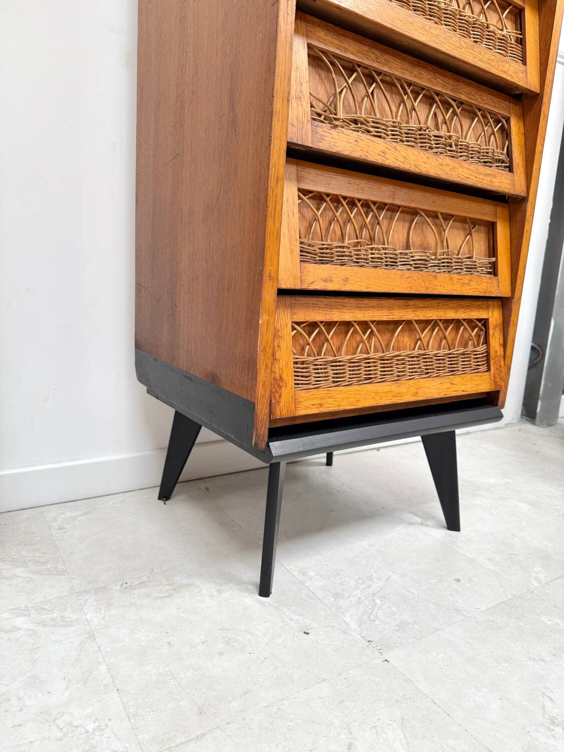 Vintage rattan chest of drawers