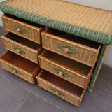 Rattan and wicker chest 80s