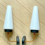 Pair of Matte Black Wall lamps & gold metal 50s