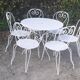 Salon de jardin 1 table 1 fauteuils 5 chaises fer forgé blanc ancien