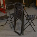 Set of 6 industrial folding chairs assembled by soldering 1950
