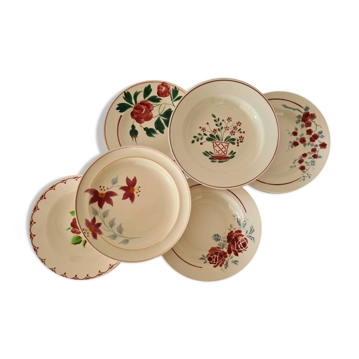Old hollow plates X6 mismatched model of various French manufacture