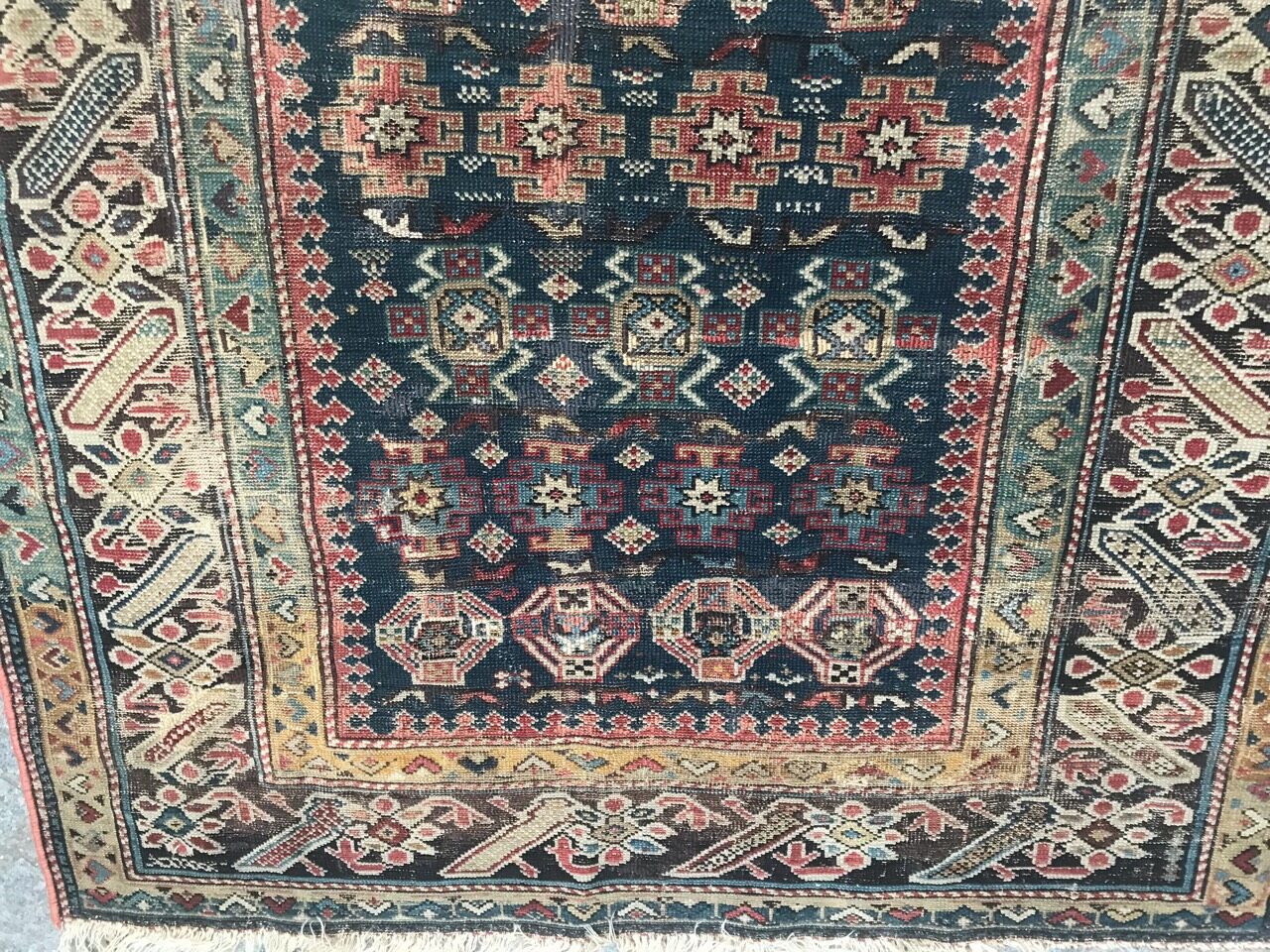 Old caucasian rug shirawan 19th handmade 105x148 cm