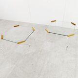Lucite and brass coffee or side tables, 1970s