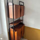 Modular vintage library in teak and black metal — Italian design,