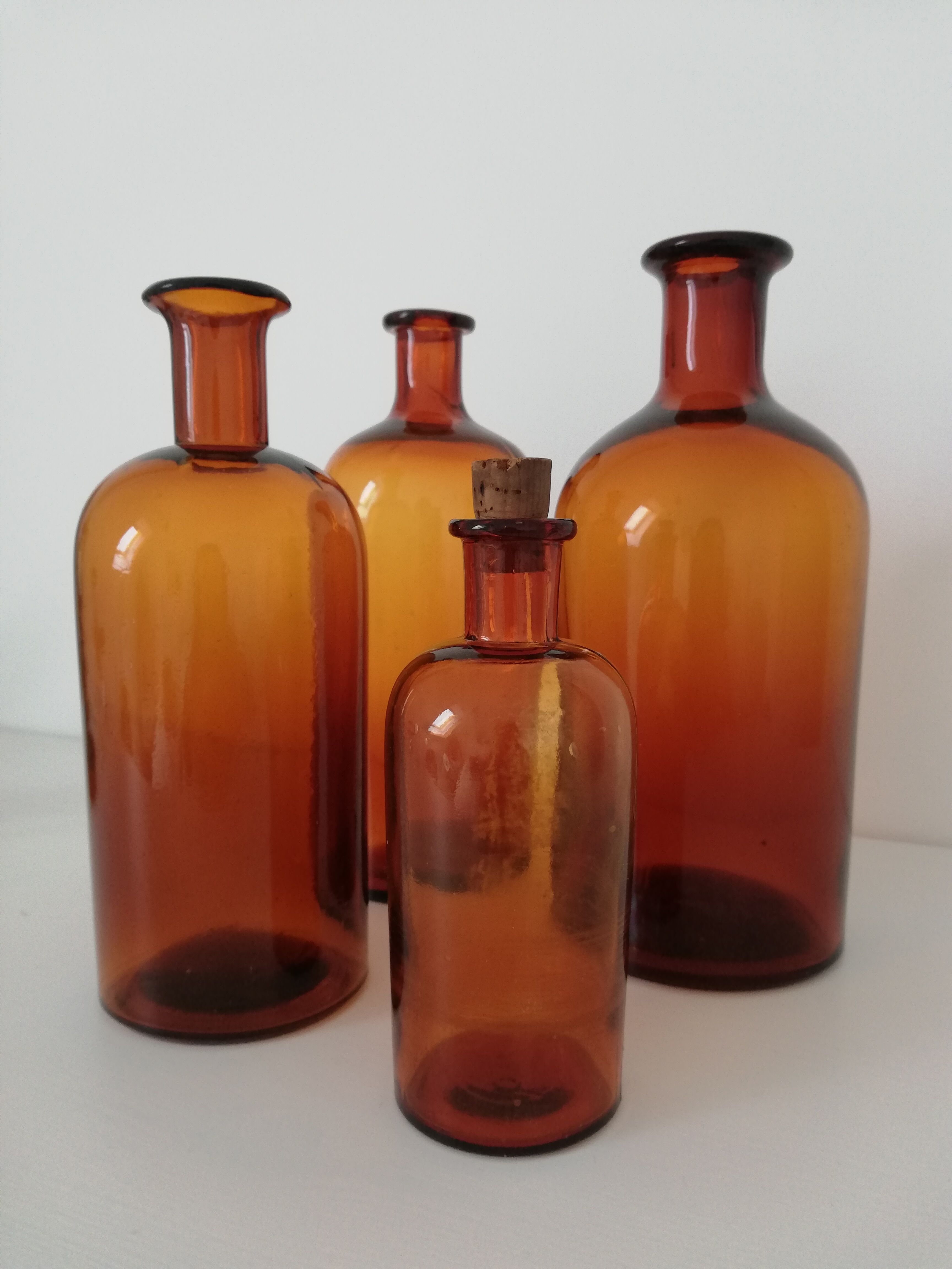 Amber apothecary bottles
