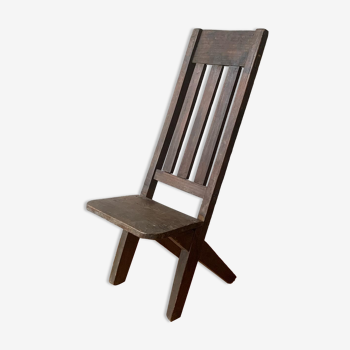 Naïve wooden chair - France 1950s