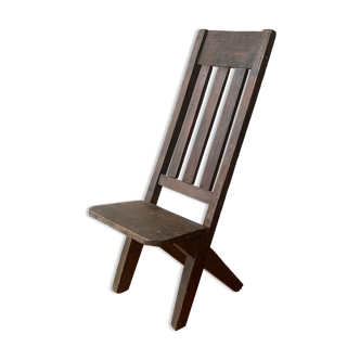 Chaise naïve en bois - France 1950s