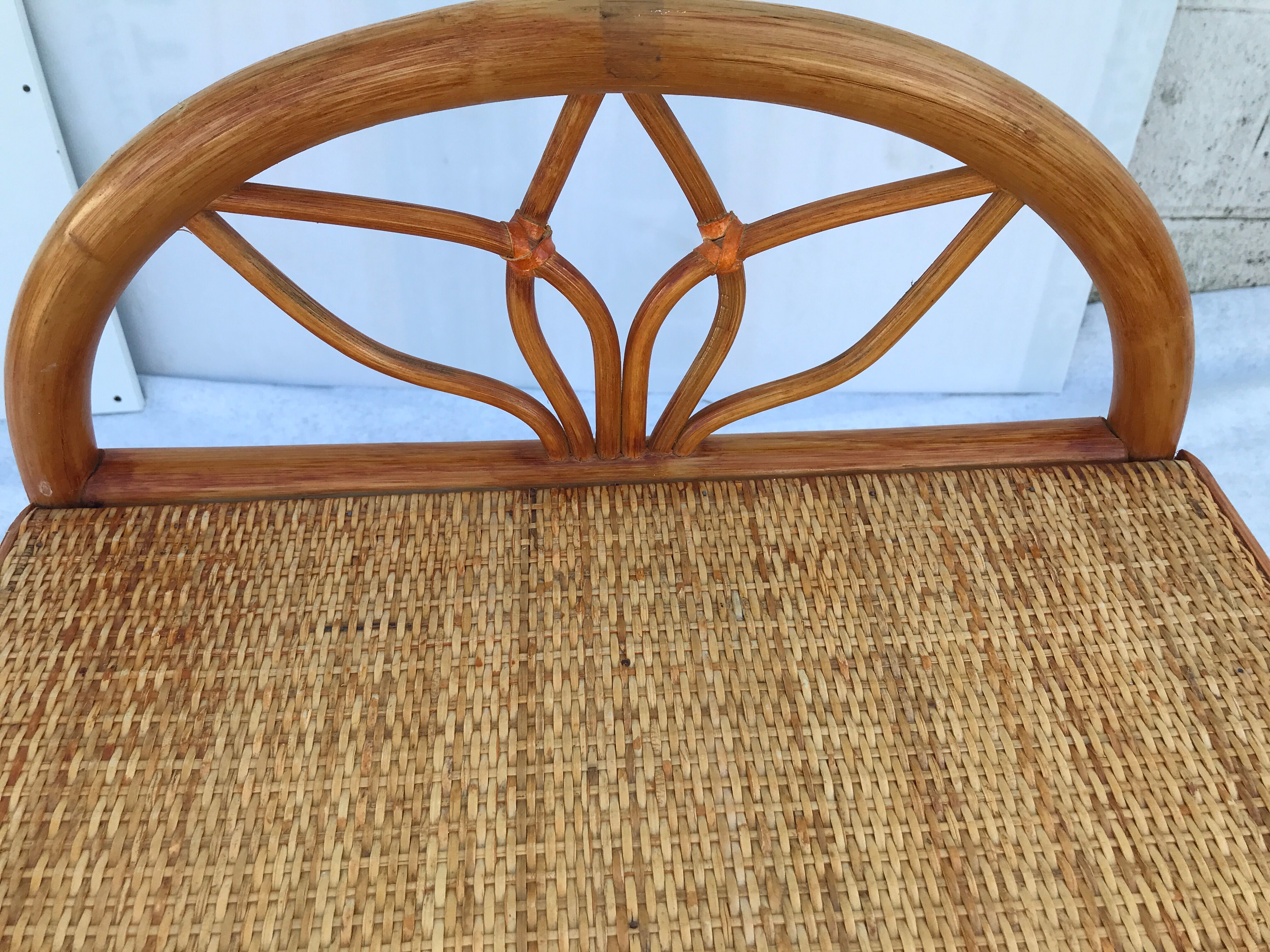Bedside shelf in vintage wicker rattan