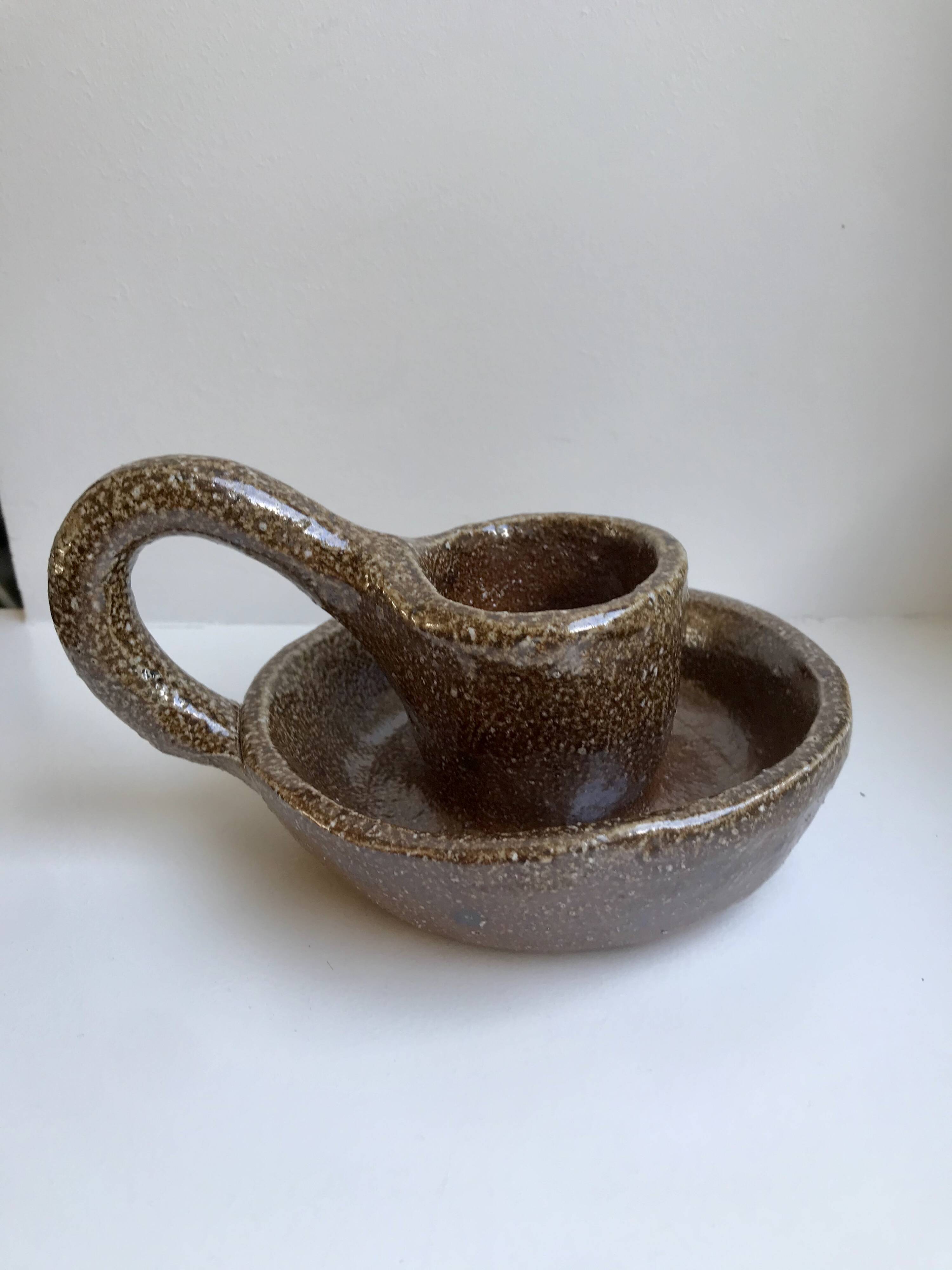 Ceramic candle holder pottery 70s