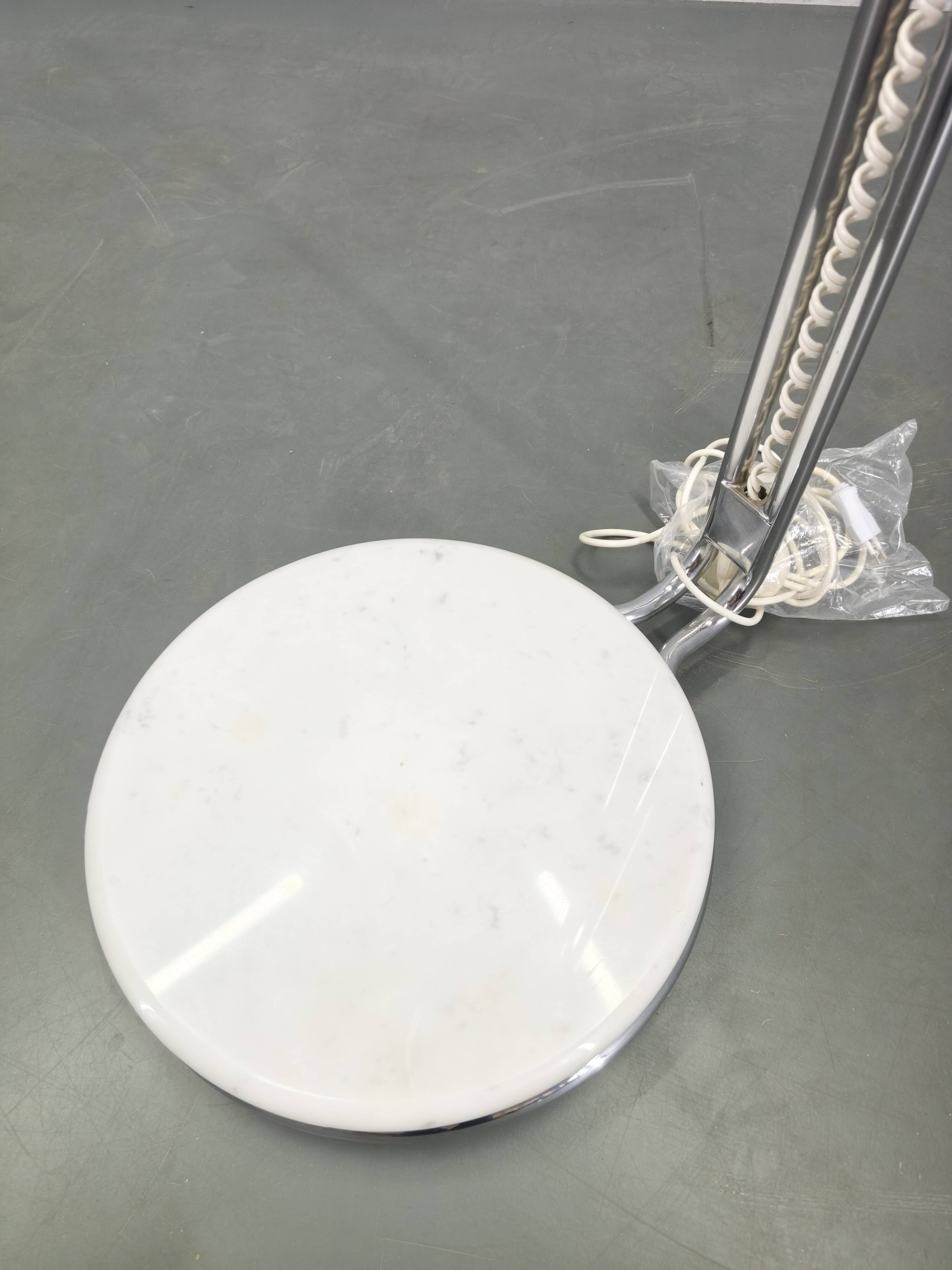 Italian Chrome Floor Lamp Glass Globe, Lenci Style, 1970s