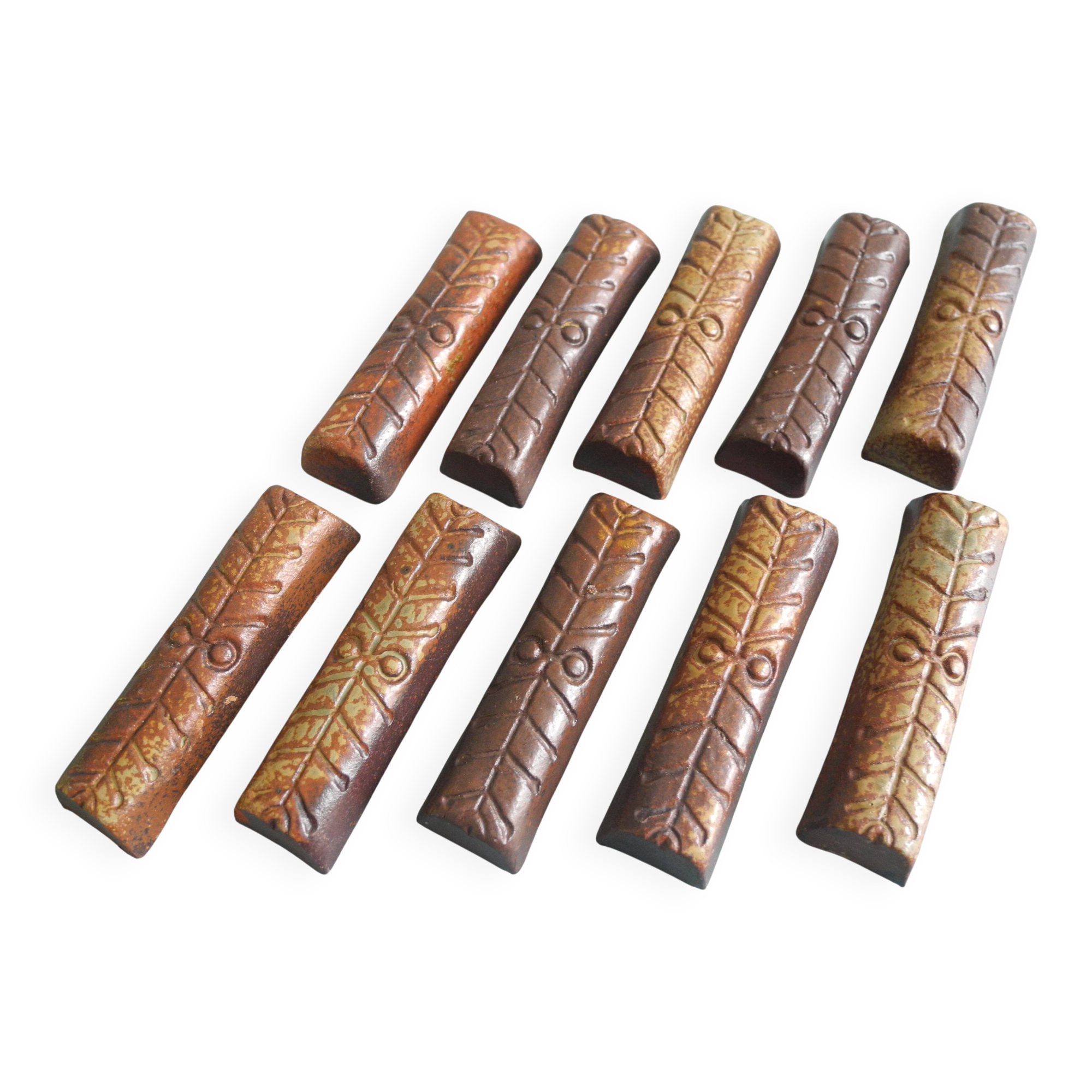 terracotta knife rests vintage table art set holders