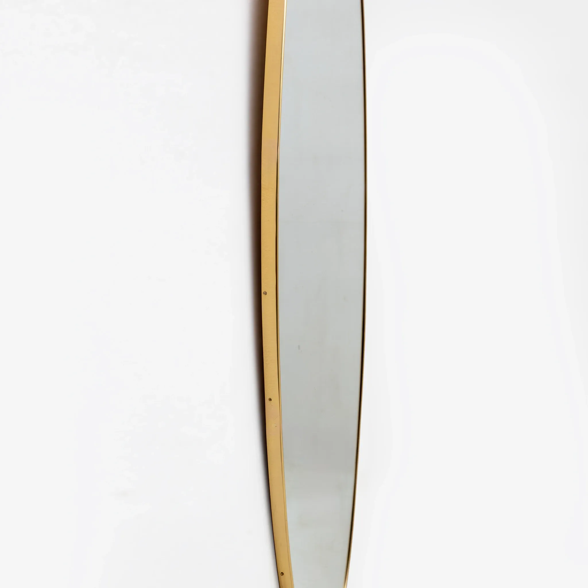 Attributed Gio Ponti Mid-century Modern Italian Brass Big Wall Mirror, 1950