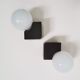 Pair of vintage opalin glass and plastic wall light  from the 1970s